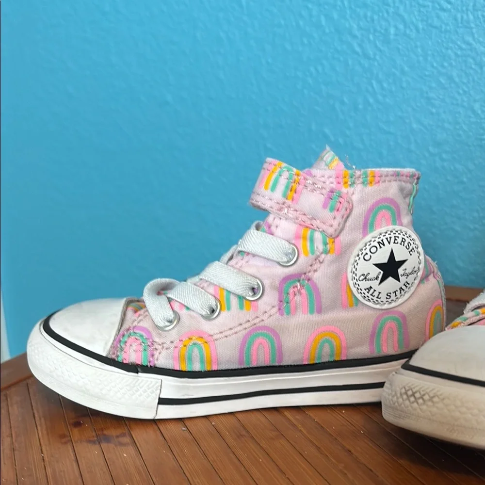 Converse Kids Pink Rainbow High-Top Sneakers